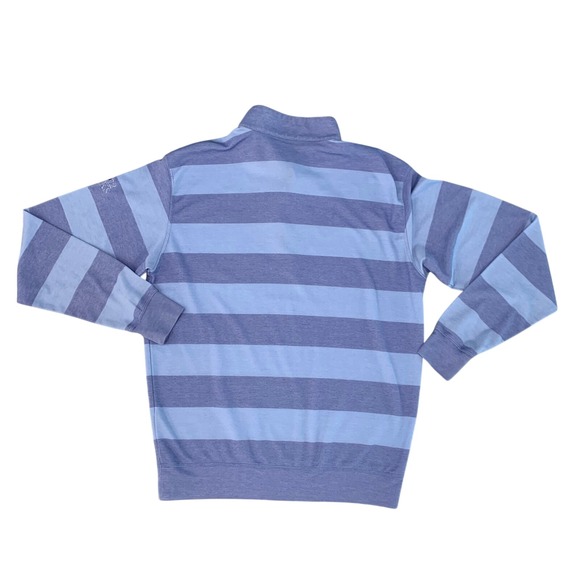 Turtleson Mens Striped 1/4 Zip Pullover 12‎ Oaks Golf Shirt Medium Blue - Picture 2 of 11